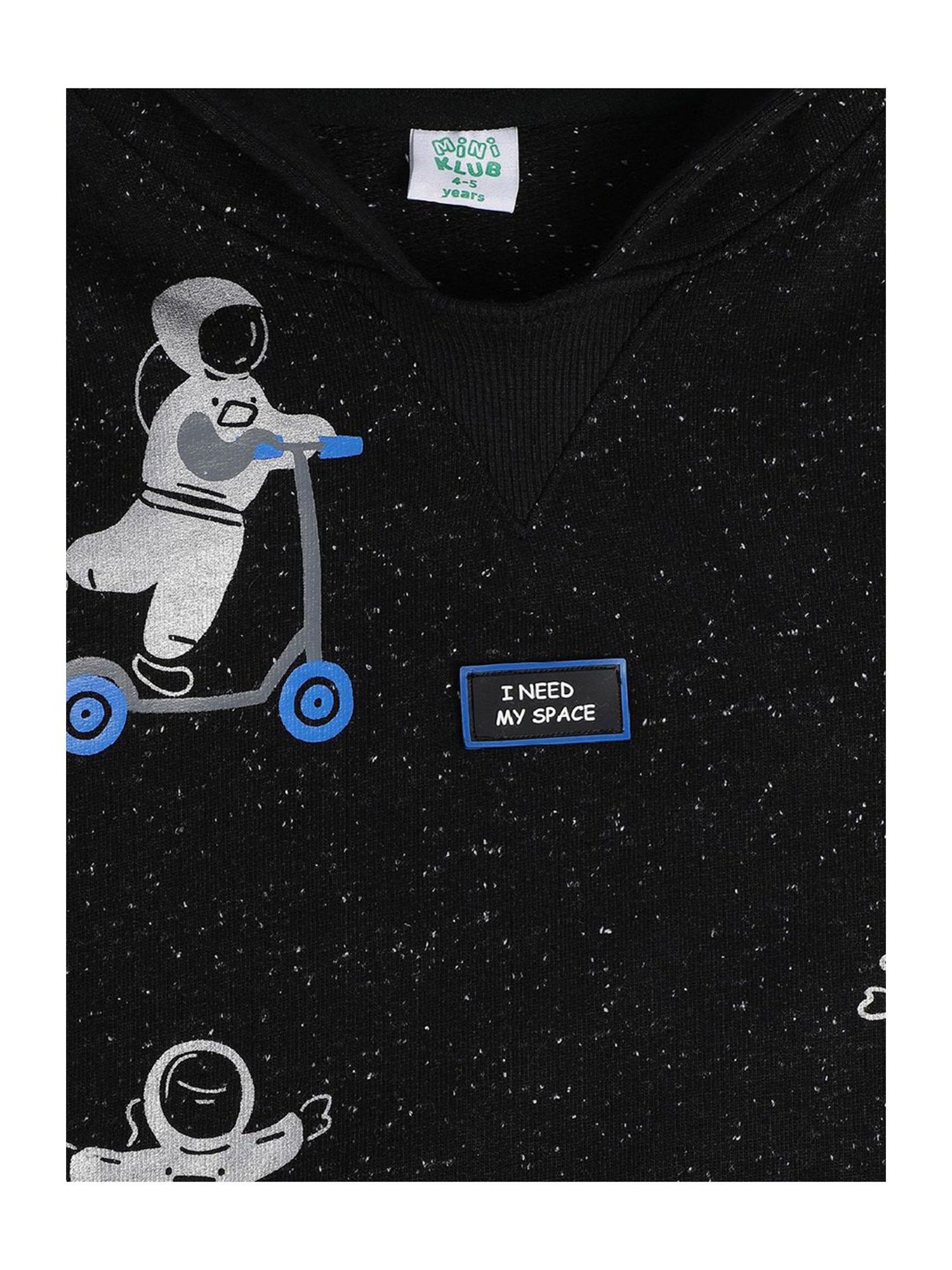 MINIKLUB Kids Black Printed Full Sleeves Sweatshirt