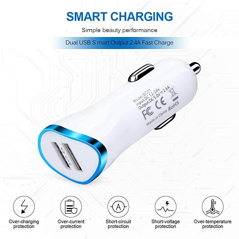 Type C Charger Dual Port Wall Charger Car Charger  21A Charging Block+USB Car Adapter+2Pack 6ft Type C Fast Charging Cable Compatible for LG Stylo 45 G8V50V40G7 ThinQ Q7+ V30 V20 G6 G5