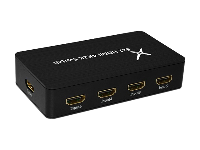 XtremPro 11007 HDMI Switch Ultra Slim 5x1 Ports, 5 in 1 out Aluminium w/ IR Remote & AC Adapter, Supports HDTV, 4K2K 1080P, 720P, Full 3D for PS, Xbox, Nintendo, Projector - Black