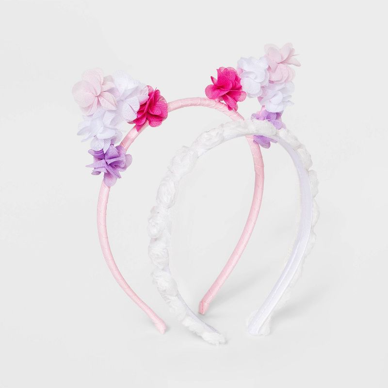 Girls' 2pk Cat Ears with Flower Metal Headband - Cat & Jack™