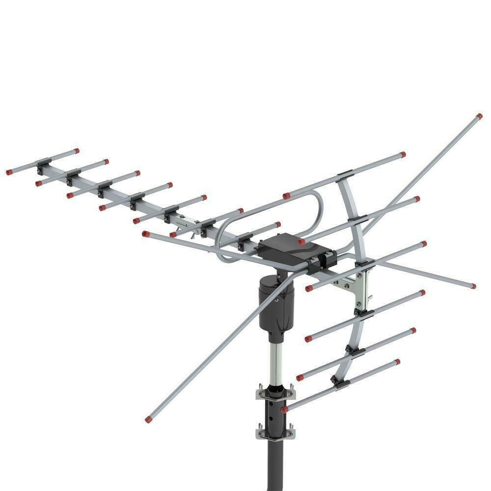 200Mile HDTV Outdoor Amplified TV Antenna HDTV 22dB Rotate Remote 360&deg; UHF/VHF