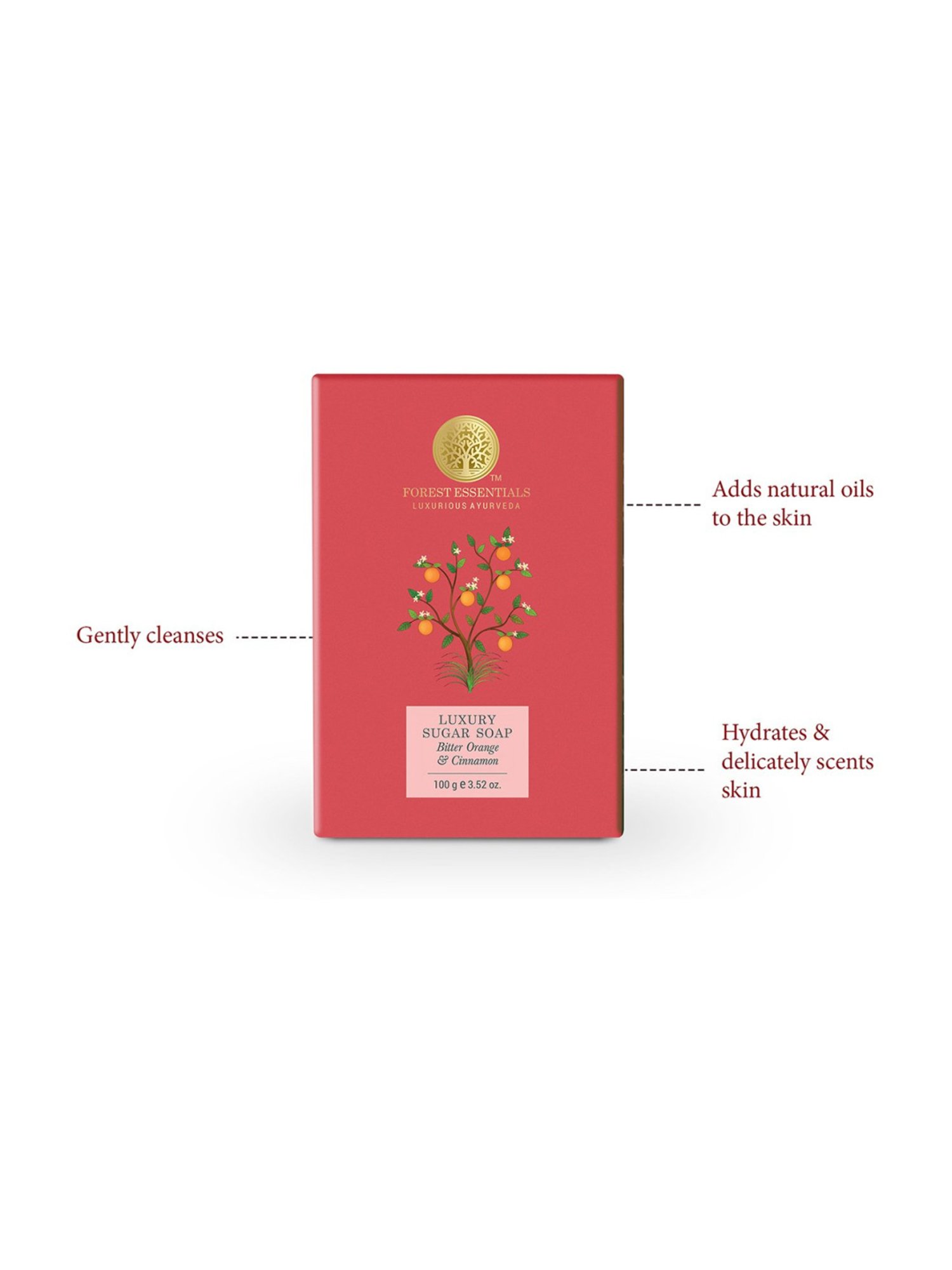 Forest Essentials Handmade Ayurvedic Luxury Sugar Bath Soap with Bitter Orange & Cinnamon - 100 gm