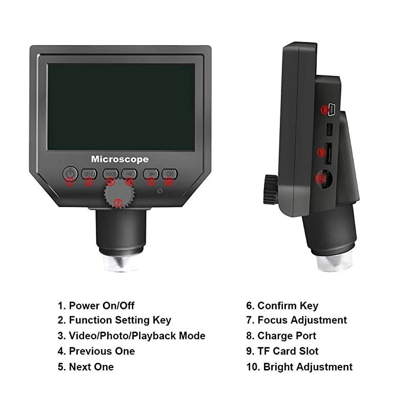 600X LCD Digital Microscope with 43quot Screen Display and Metal Bracket  36 MP HD Screen 720P Video Record Microscope Camera for Kids Boys Girls Students Adults Gift