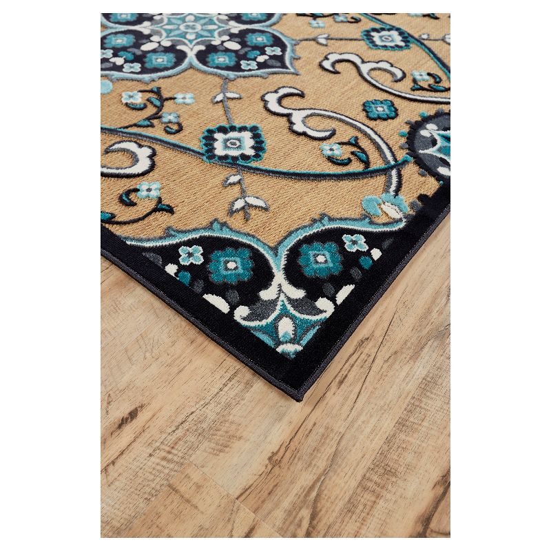 5'X7'6" Scroll Loomed Area Rugs Tan/Charcoal - Weave & Wander