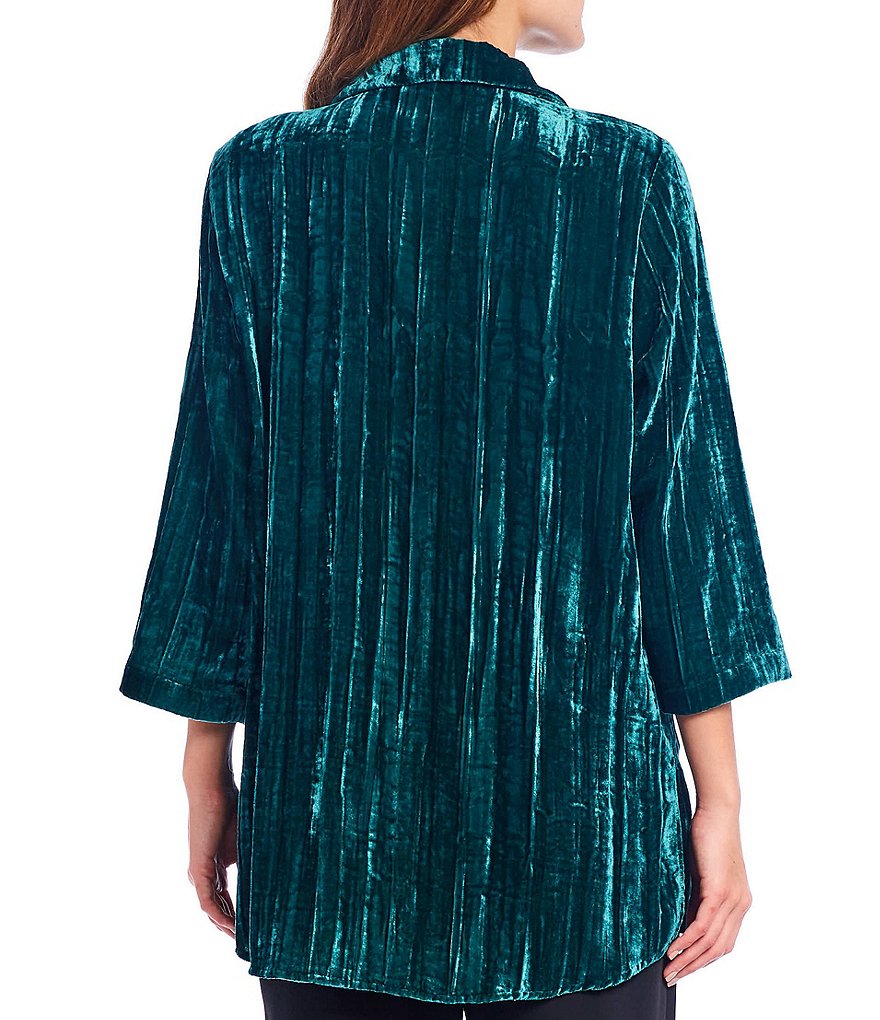 Caroline Rose Crinkle Velvet Jewel Tone Shirt Jacket