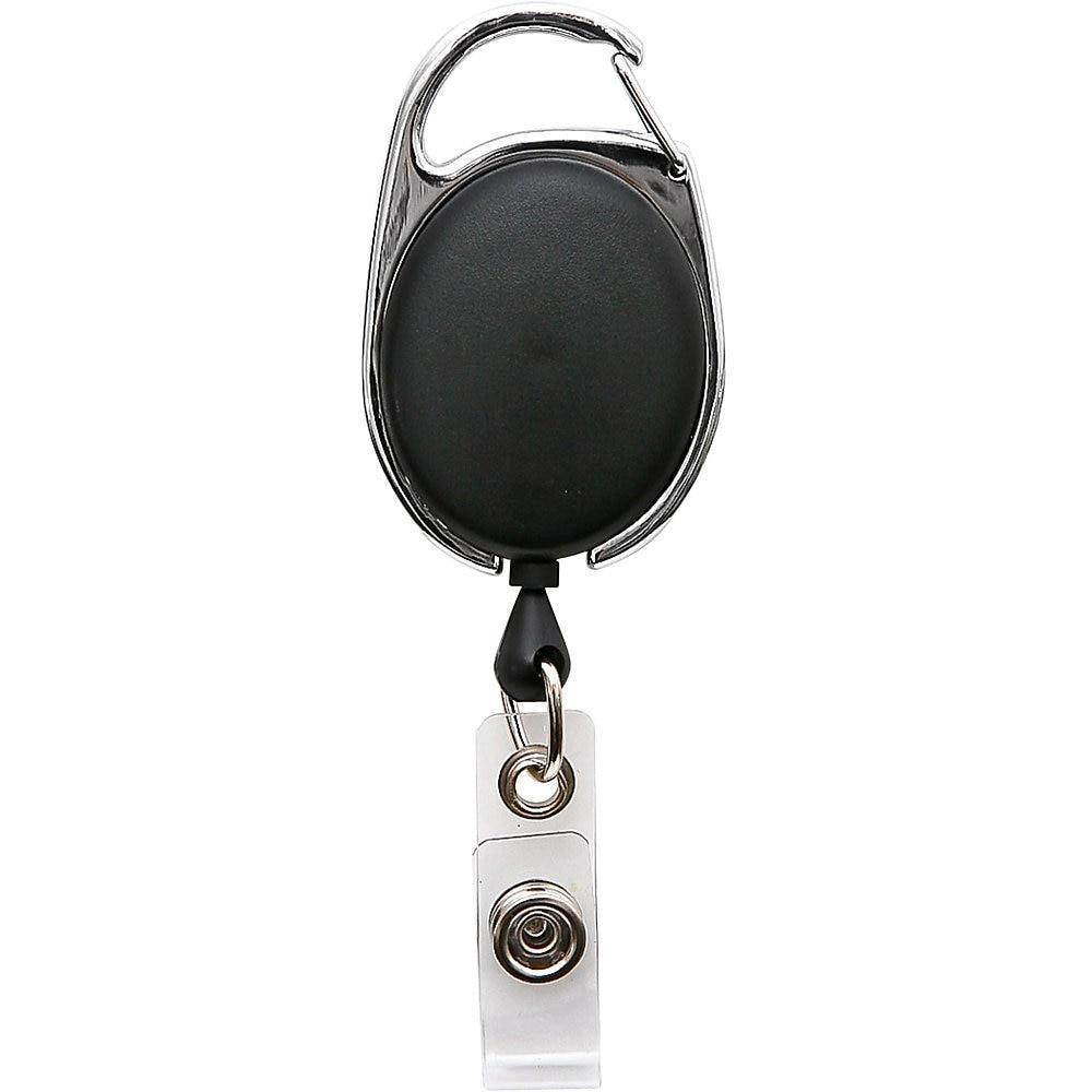 Baumgartens Clip ID Badge Reel, Caribiner Style, 30", Matte Black 68754