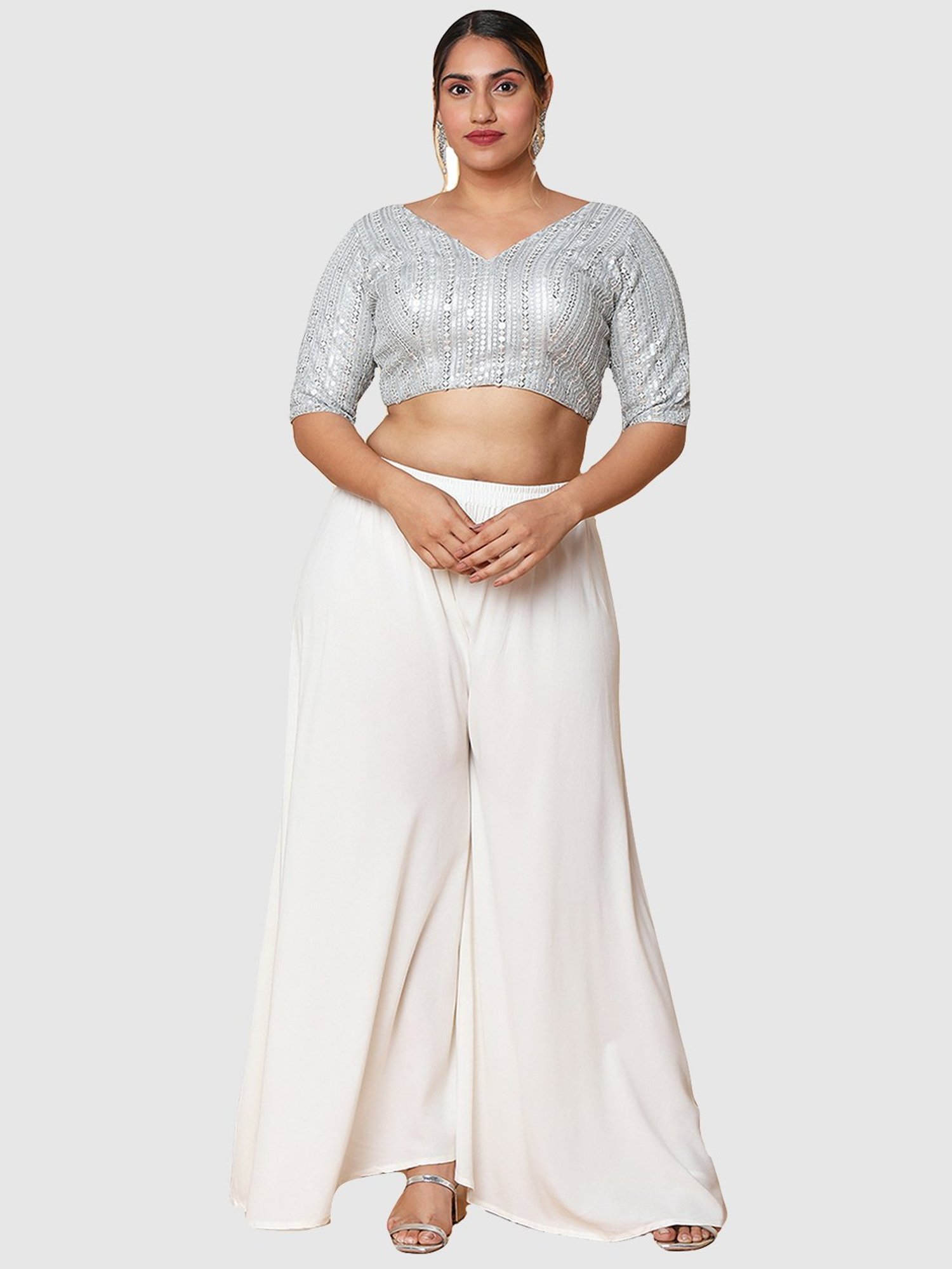 Salwar Studio Silver Embellished Blouse