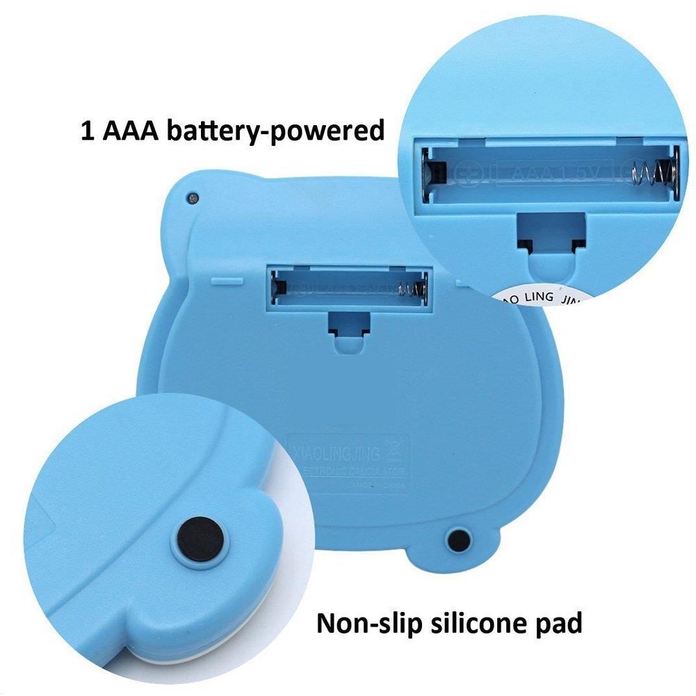 Loghot Adorable Creative 12 Digits Solar Dual Power Cartoon Cat Shape LCD Display Desktop Calculator with Big Screen Blue