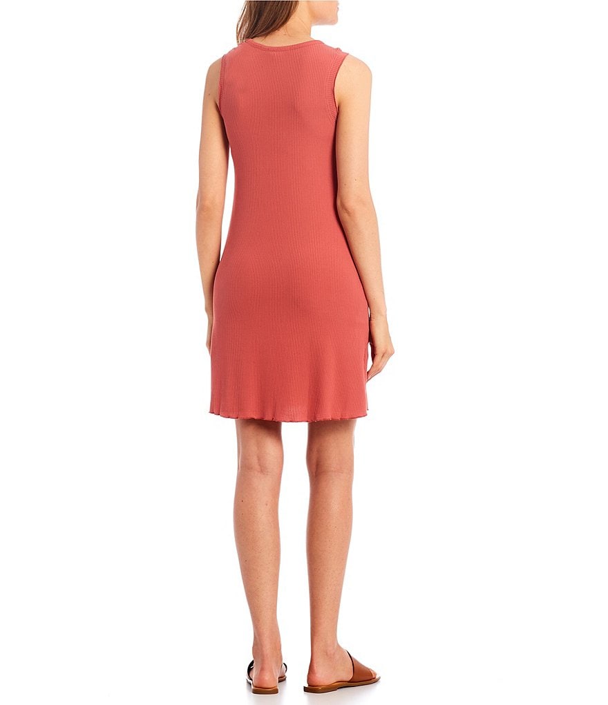 Good Luck Gem Lettuce Edge Rib Knit Tank Dress