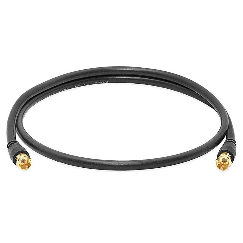 Digital Coaxial Cable FType Male RG6 Coax Digital Audio Video with F Connector Pin Satellite Cord 3 Feet Black