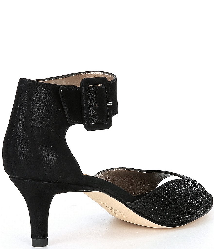 Pelle Moda Berlin6 Metallic Suede Crystal Embellished Dress Sandals