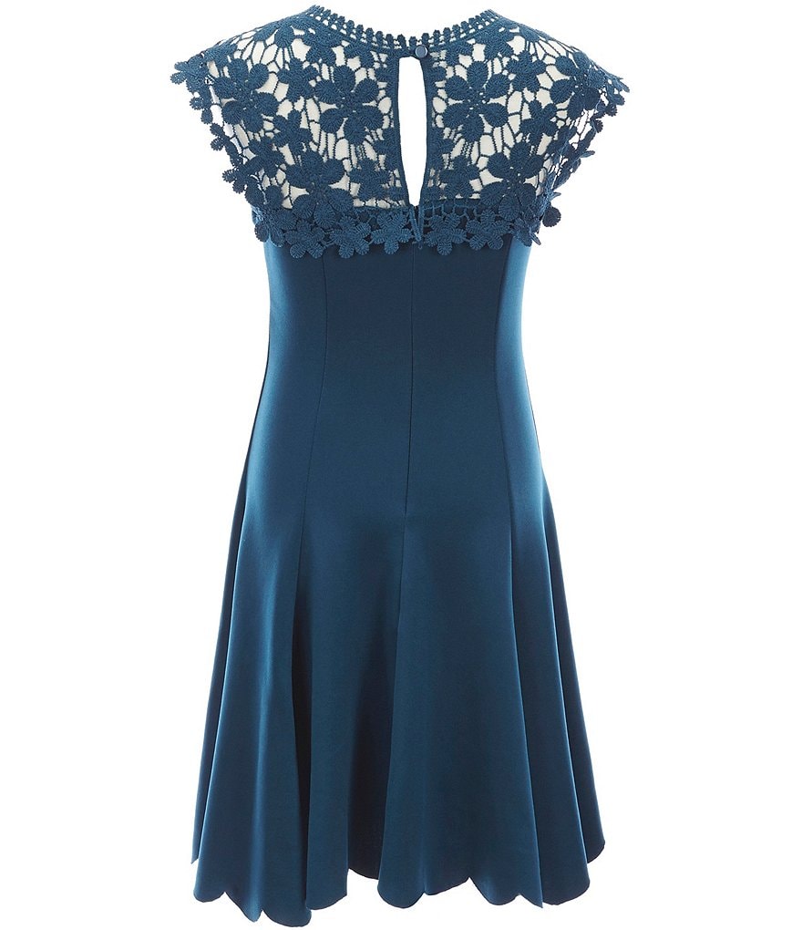 Zunie Big Girls 7-16 Crochet Lace Scallop-Hem A-Line Dress