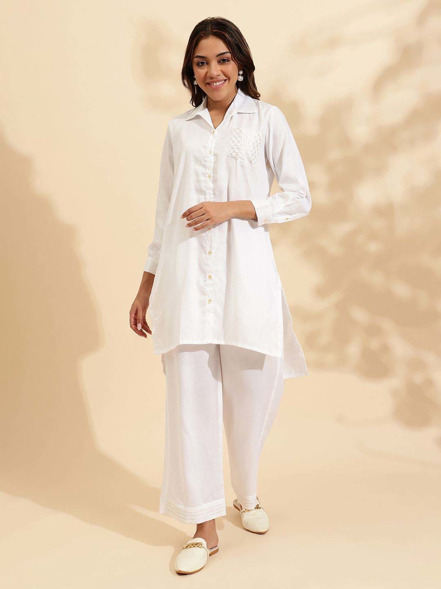 Sringam White Cotton Co-Ord Sets