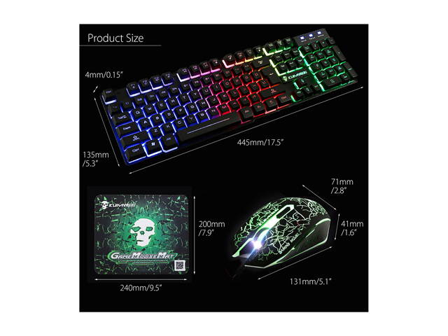 Colorlight T6 E-sport Gaming Keyboard and Mouse Mousepad Combo Mechanical Feeling Rainbow LED Backlight Emitting Character