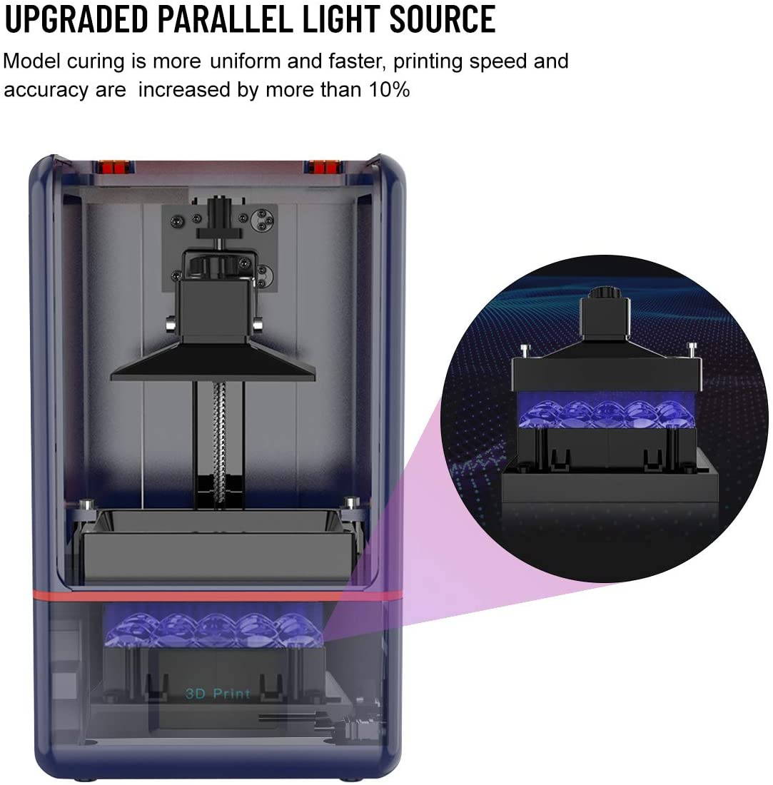 LCD 3D Printer with Parallel Matrix 405nm Light, 5.5inch 2K Screen, Z-axis Dual Linear Rail & Off