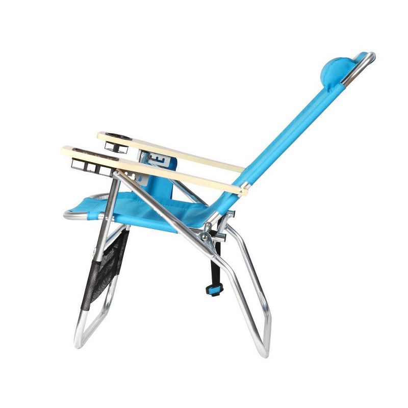 Copa Big Papa 4 Position Folding Aluminum Beach Lounge Chair w/ Headrest, Blue