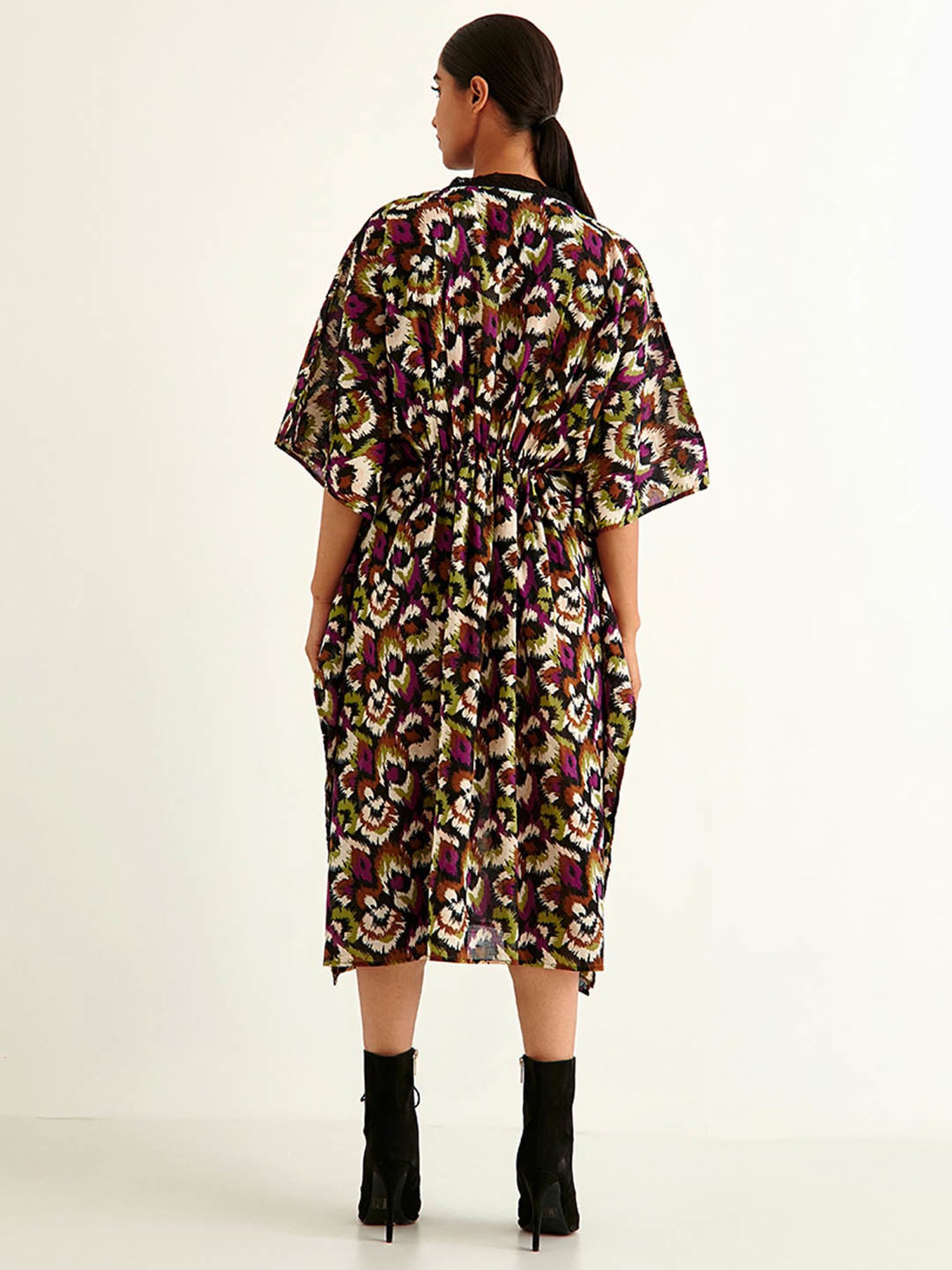 ANCESTRY Purple Printed Kaftan Dress