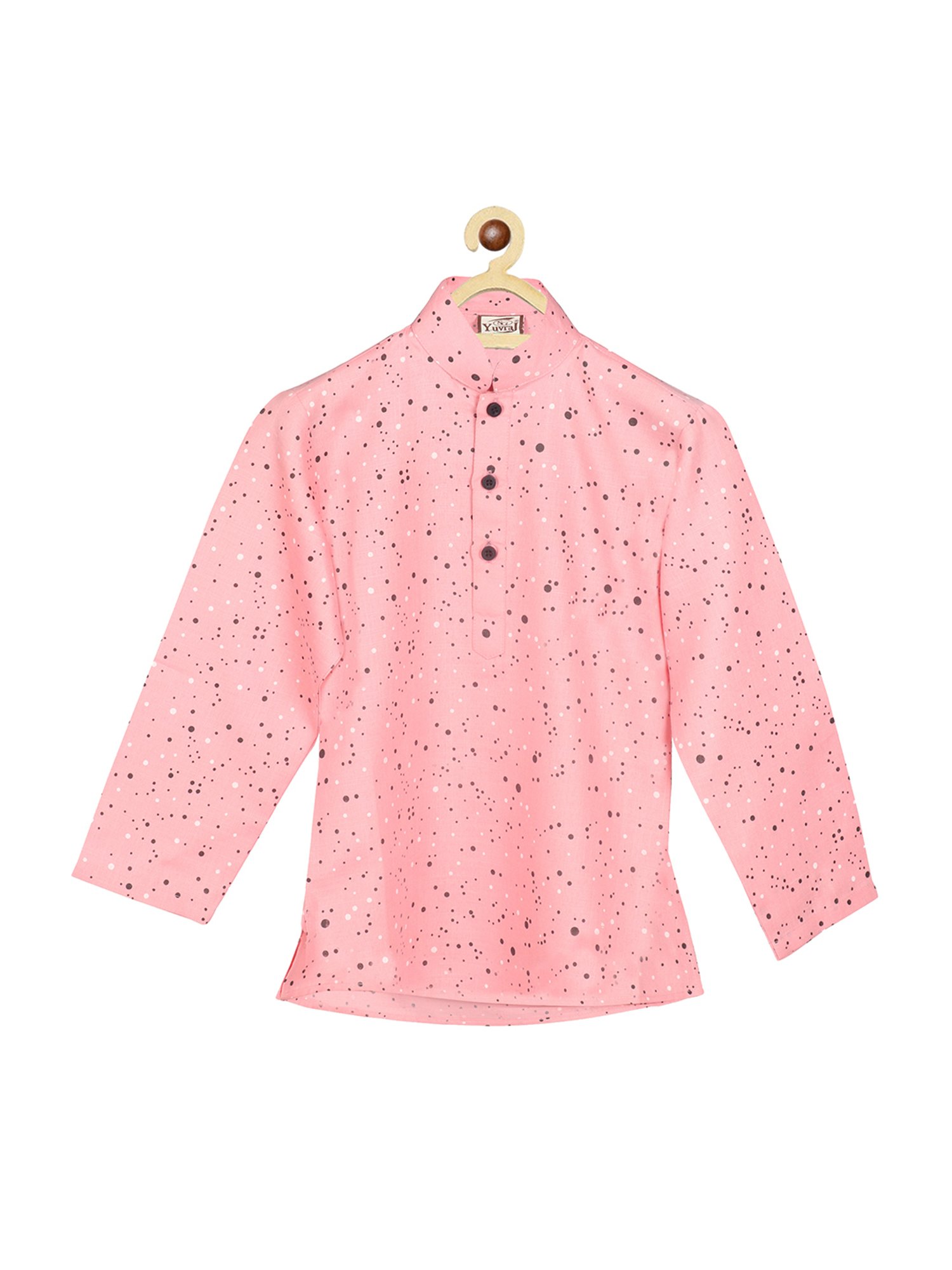 SG Yuvraj Kids Pink & Gold Printed Full Sleeves Kurta with Dhoti