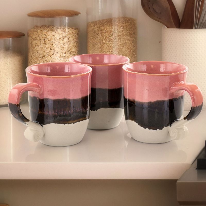 Meritage Twist 4 Piece 17 Ounce Round Stoneware Cup Set in Red