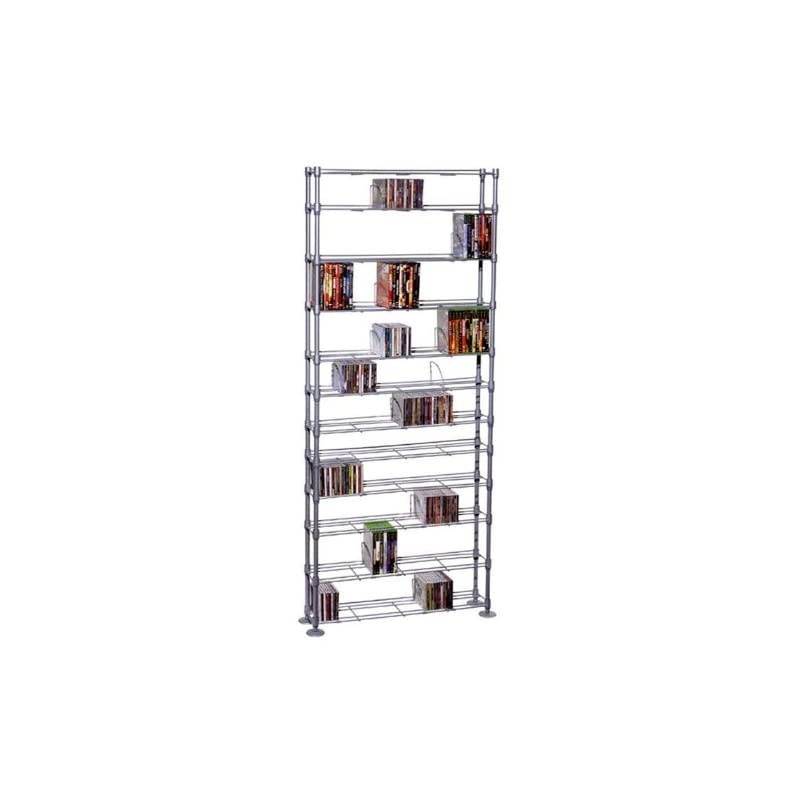 Maxsteel 12 Tier Shelving - Heavy Gauge Steel Wire Media Shelving for 864 CDs, 450 DVDs, BluRay or Games PN63135237 in Silver