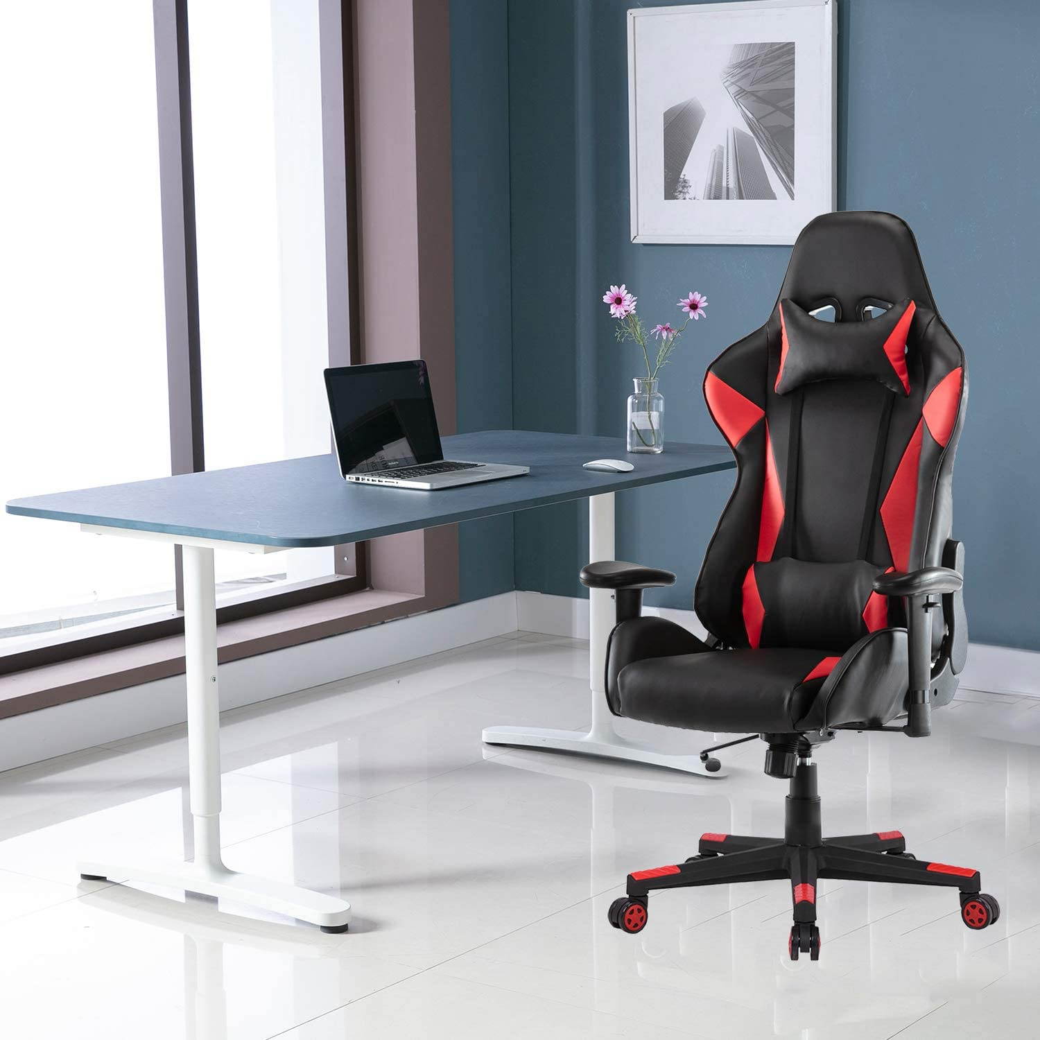 Gaming Chair High Back Reclining Computer Desk Chair Ergonomic Backrest Executive Office Chair, Red