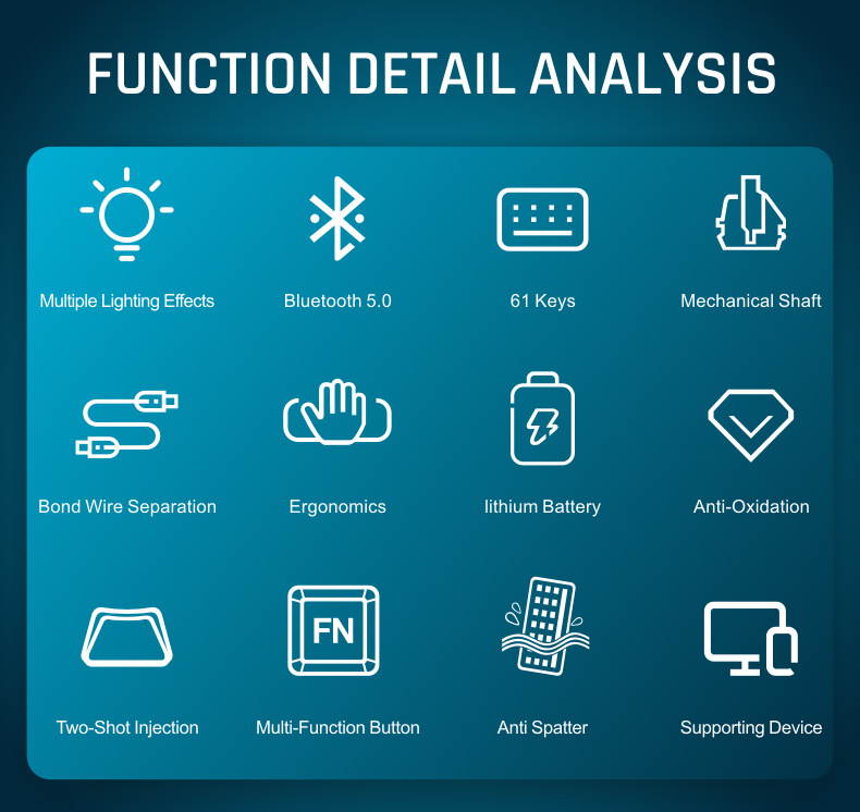 LEAVEN 61-key wired/wireless dual-mode bluetooth mechanical keyboard tablet phone mechanical bluetooth keyboard