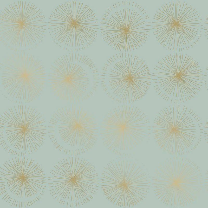 Tempaper Goodbye Moon Peel and Stick Wallpaper Aegean Green and Metallic Gold