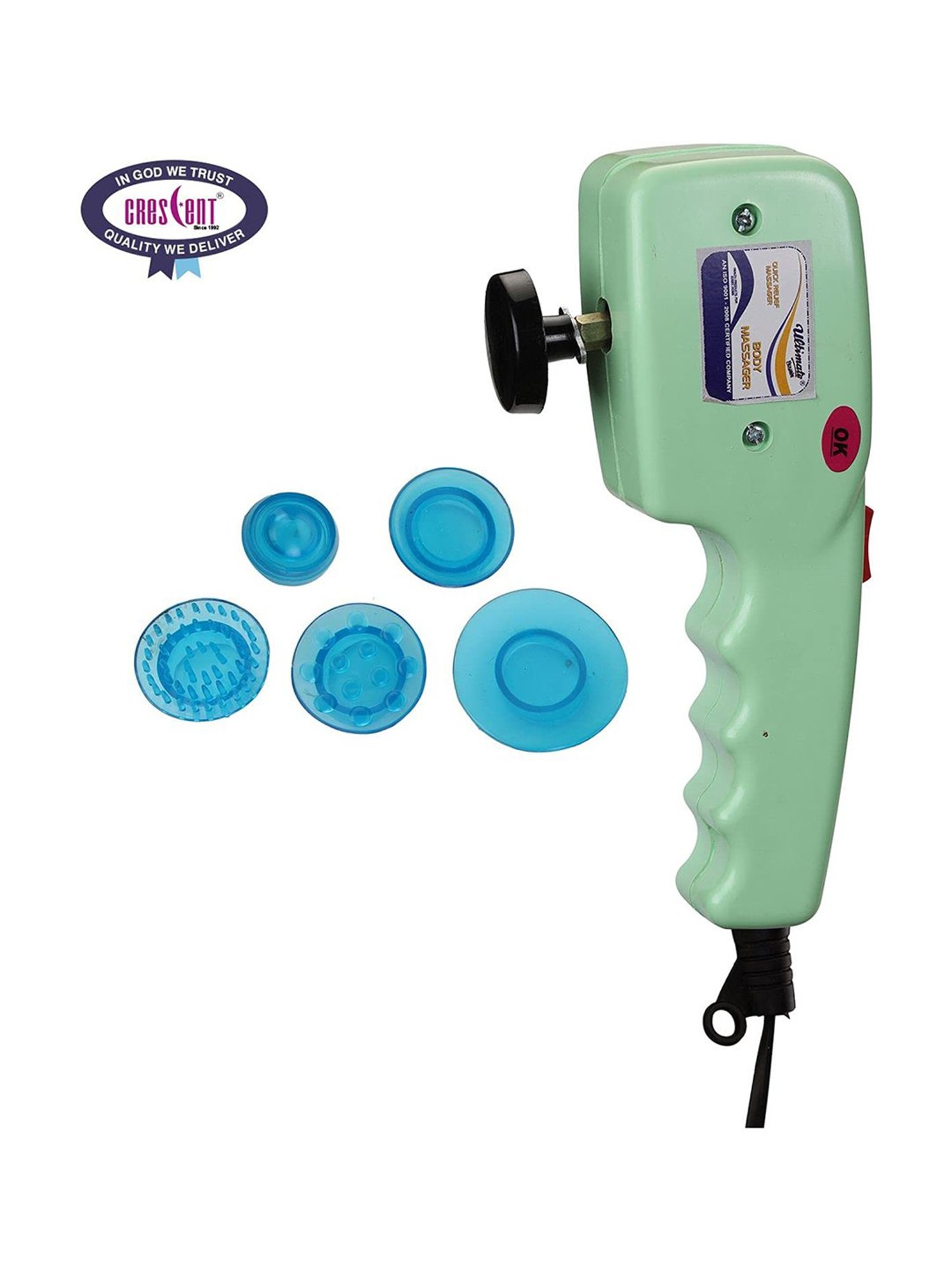 Crescent Ultimate Royal Quick Relief Full Body Electric Massager with 5 Applicator (Light Green)
