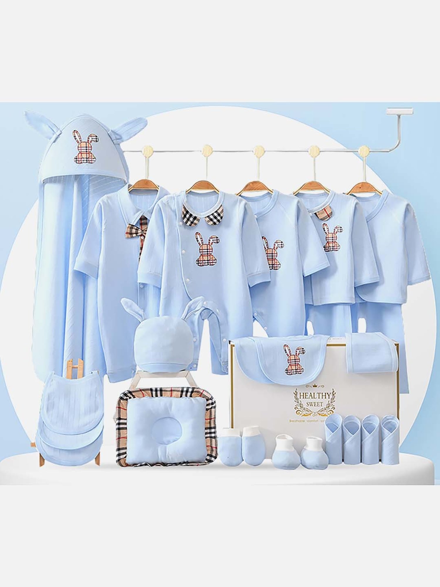 Little Surprise Box Kids Blue Cotton Printed Full Sleeves Gift Set