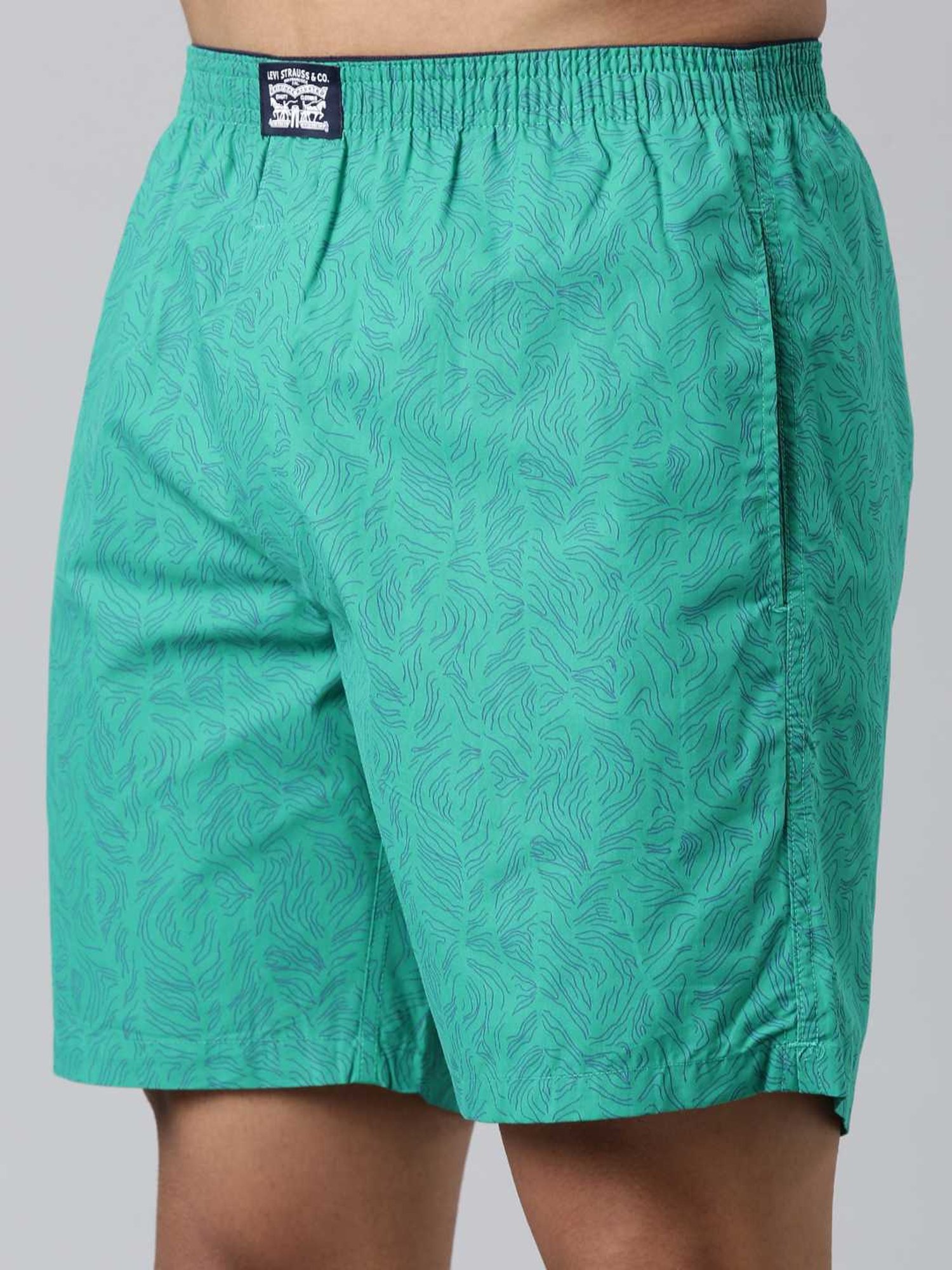 Levi'S Green Pure Cotton Relaxed Fit Printed Shorts