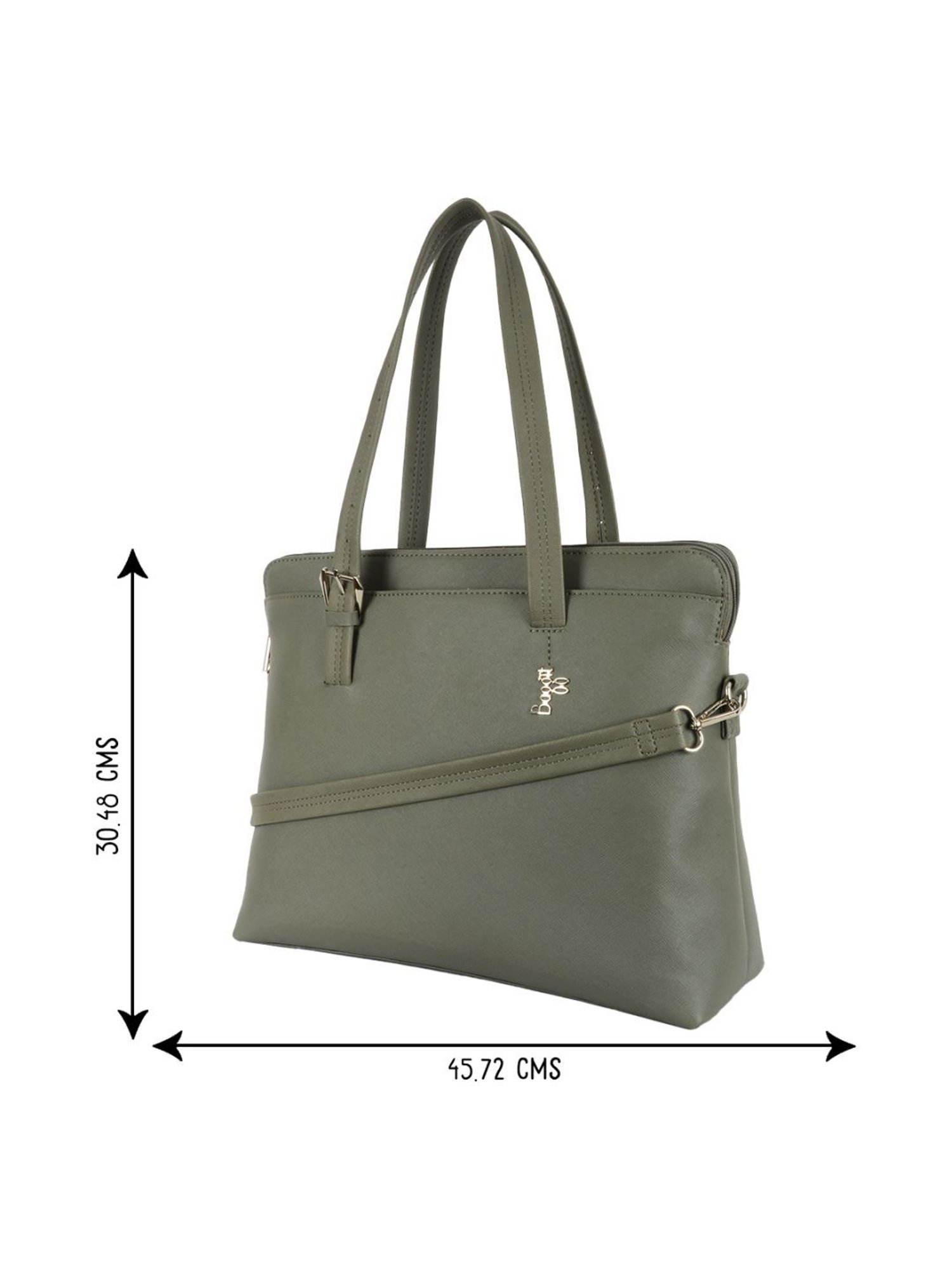 Baggit Bold Valori Green PU Solid Laptop Messenger Bag