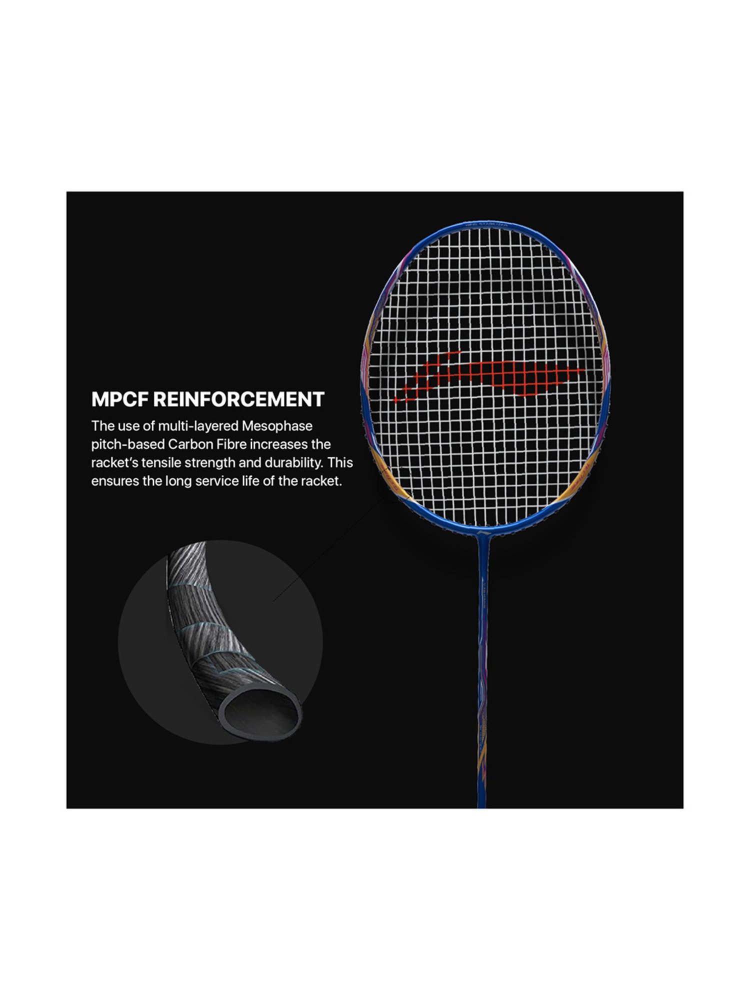 Li-Ning Tectonic 3R Strung Badminton Racket (Blue) Size - Medium