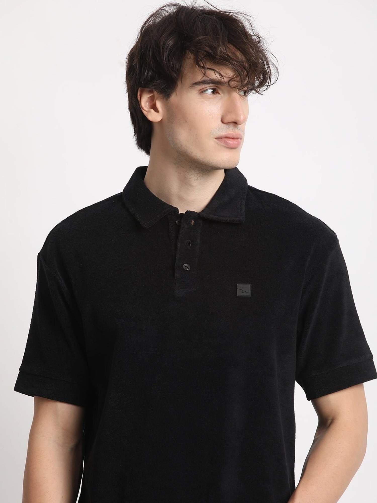 The Bear House Black Relaxed Fit Polo T-Shirt