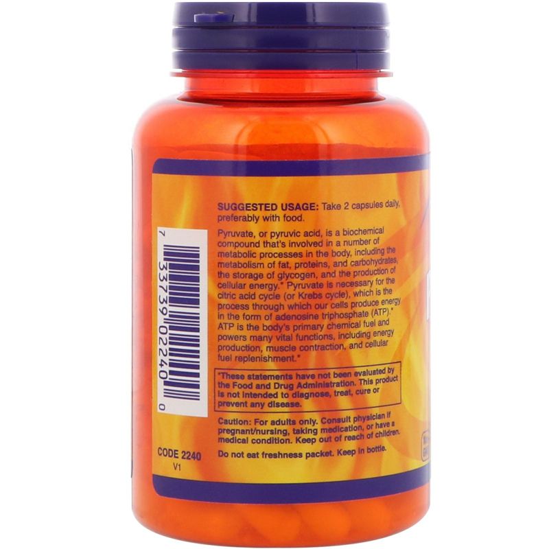 Now Foods Pyruvate, 600 mg, 100 Veg Capsules,