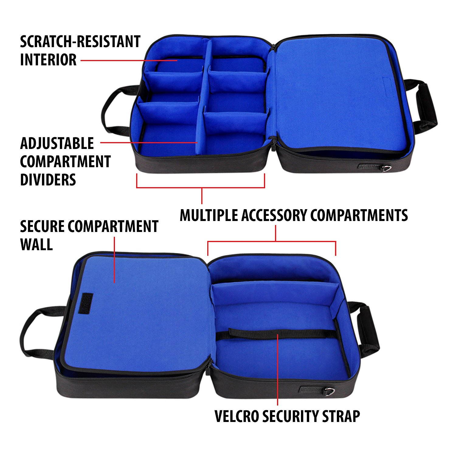 USA GEAR Console Carrying Case Compatible with Playstation 4 / PS4 Slim & PS4 Pro with Accessory Storage for Controllers, Cables, Headsets & Padded Shoulder Strap - Fits All PS4 & PS3 Models - Blue
