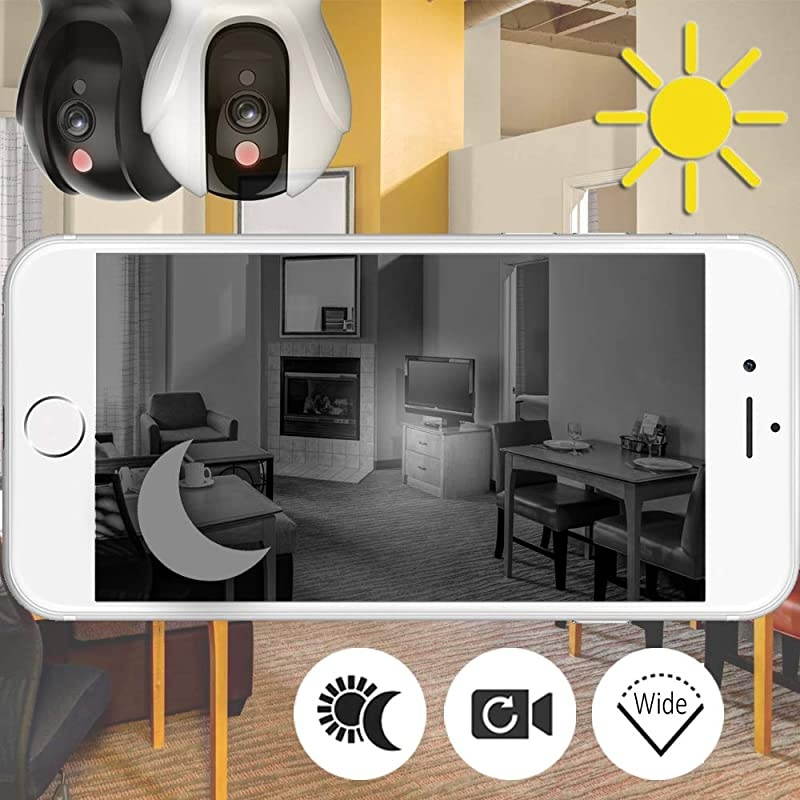 Indoor Wireless WiFi Security Camera Full HD 2MP 1080p Home Monitor Surveillance Network IP Camera for Pet/Baby with IR Night Vision, Motion Detection Push Alerts and Two-Way Audio - White