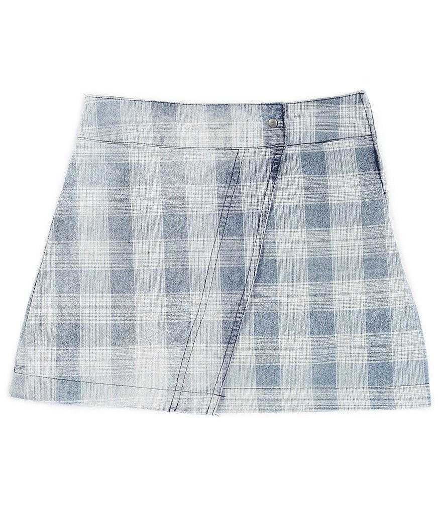 Chelsea & Violet Girls Big Girls 7-16 Plaid Denim Wrap Skirt