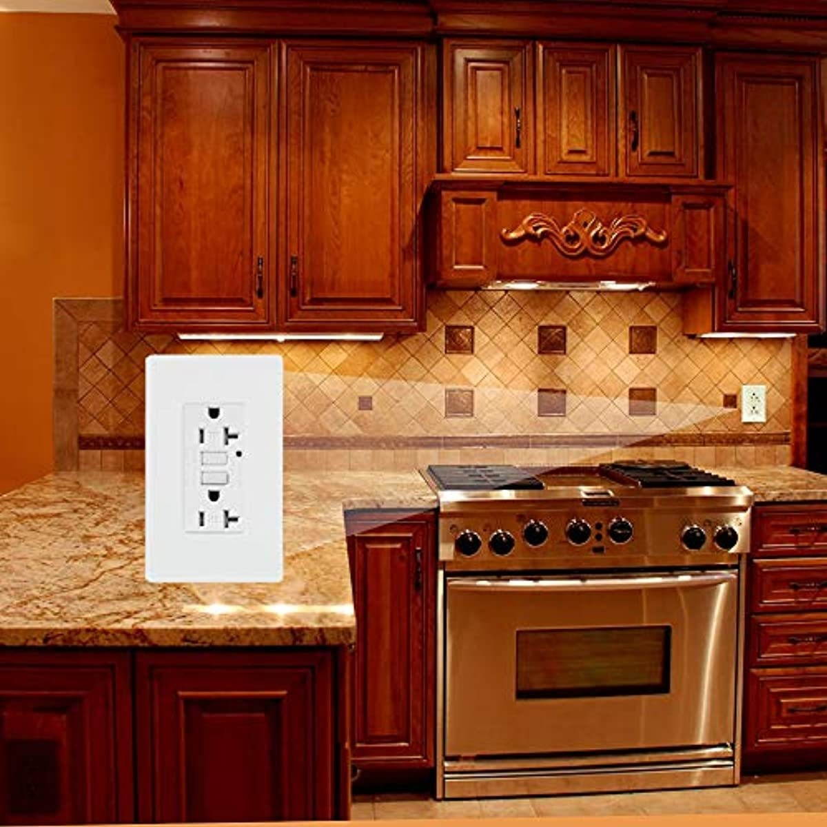 GFCI Outlet Tamper Resistant Self testing Receptacle with LED Indicator, 20 Amp 125 Volt Wallplate and Screws Included ETL listed MICMI (20A GFCI 10pack)