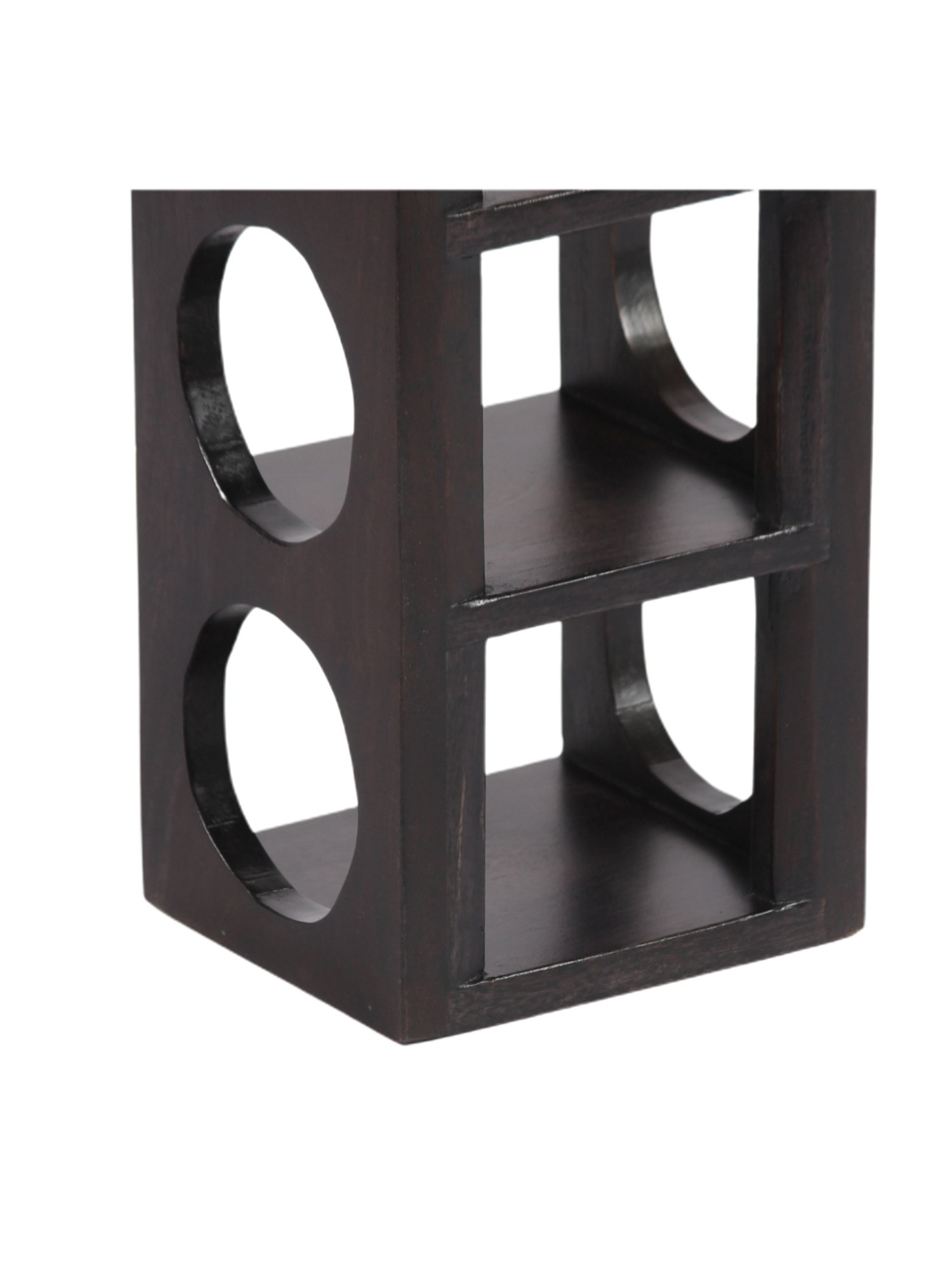 Ikiriya Kassel Solid Brown Wood Wine Rack Teak Finish