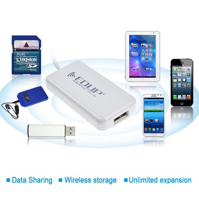 EDUP EP-3701 Wireless WiFi Disk USB SD Hard Drive Storage Adapter for iPhone Android Galaxy