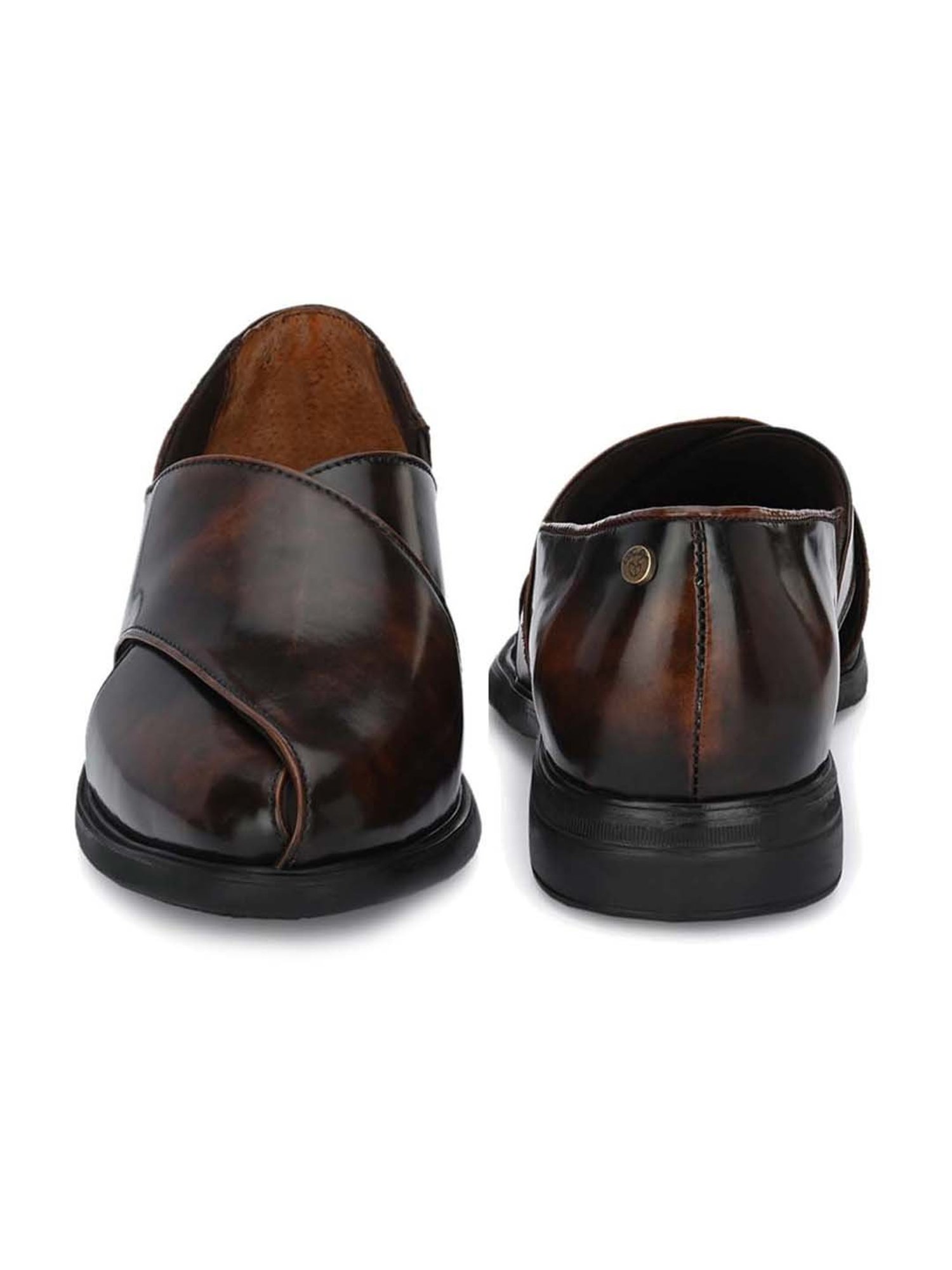 Delize Men's Brown Cross Strap Sandals