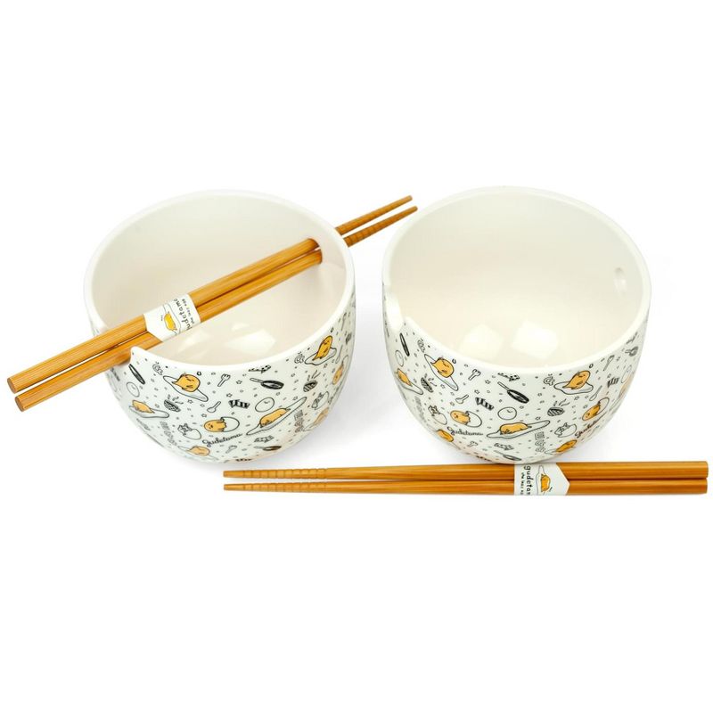 Seven20 Gudetama 2 Pack 4 inch Ceramic Bowl & Chopstick Set