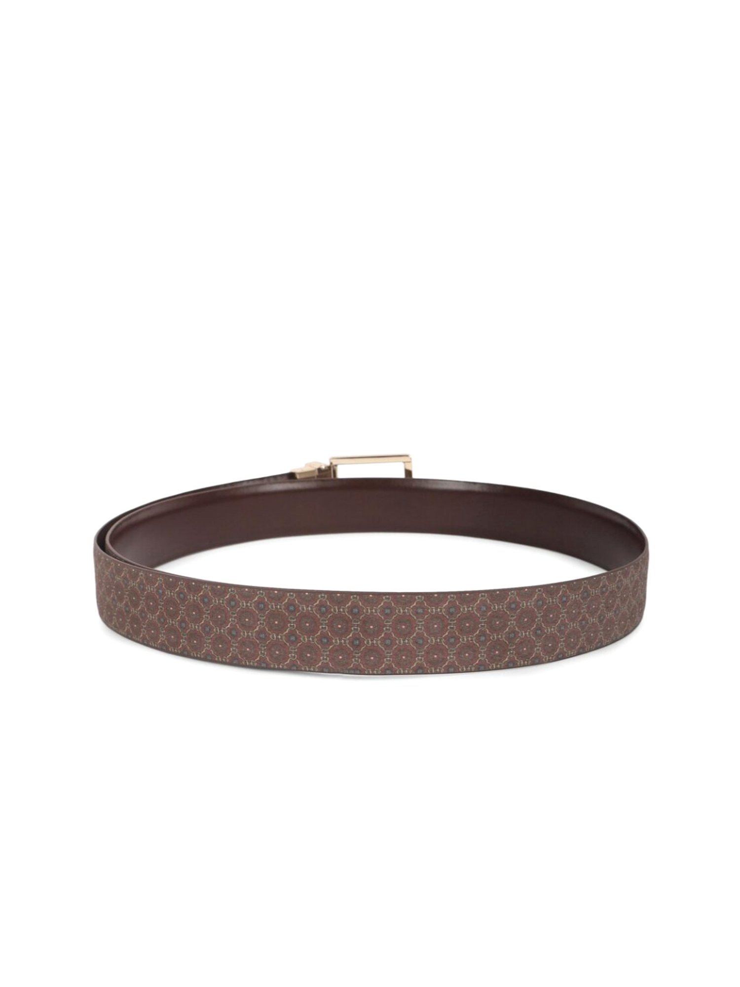 Simon Carter Brown Leather Printed Casual Belt for Men