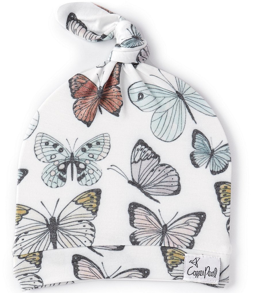 Copper Pearl Baby Girls Butterfly Top Knot Hat