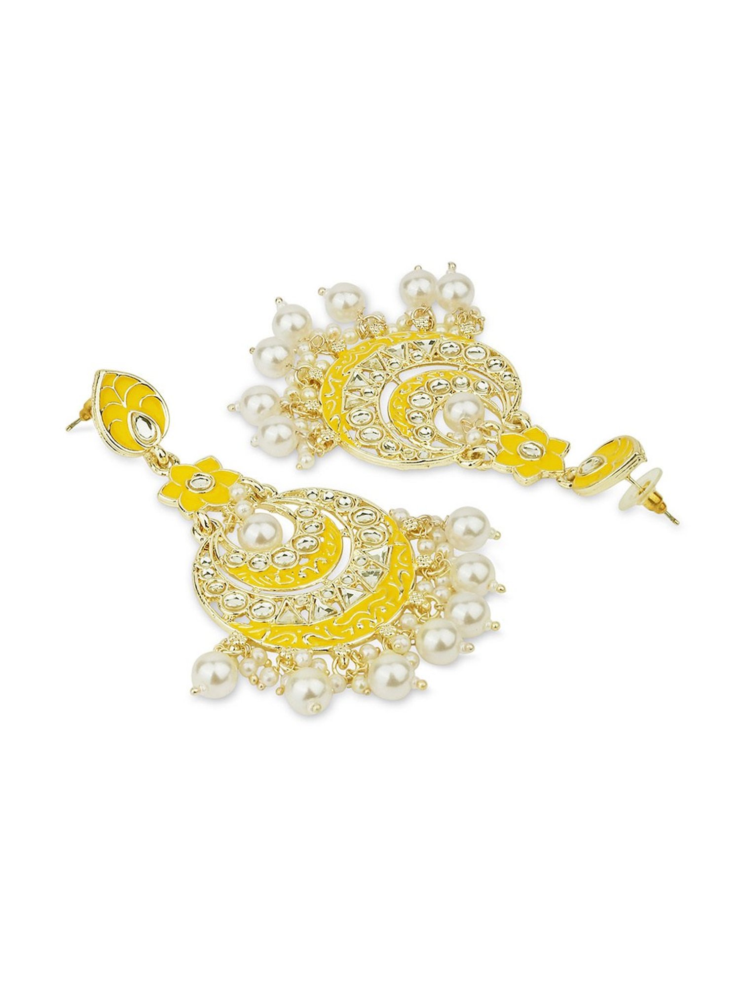 Fida Enamel Yellow Dangler Earrings