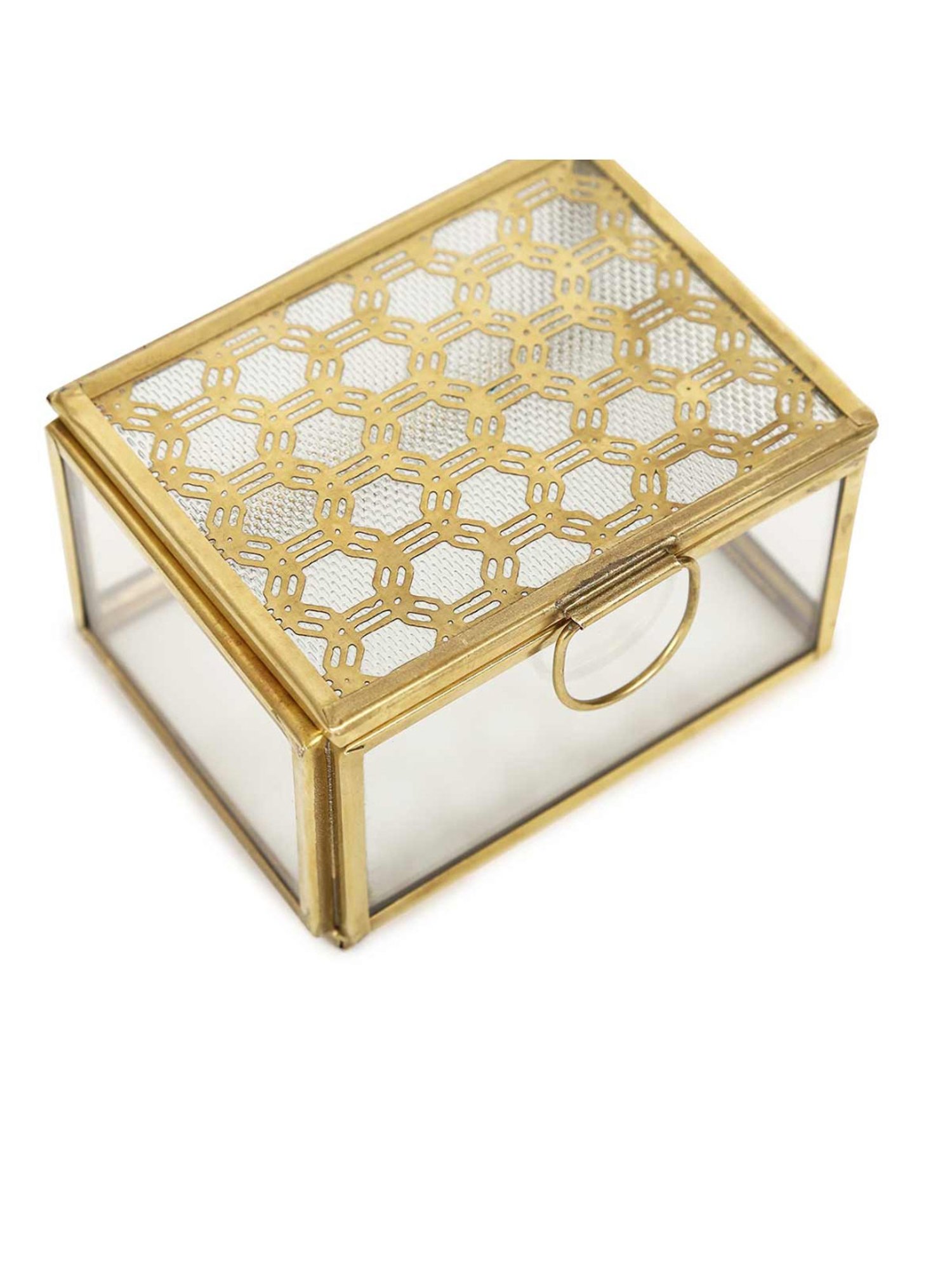 Home4U Gold Glass Large Kaori Antique Box