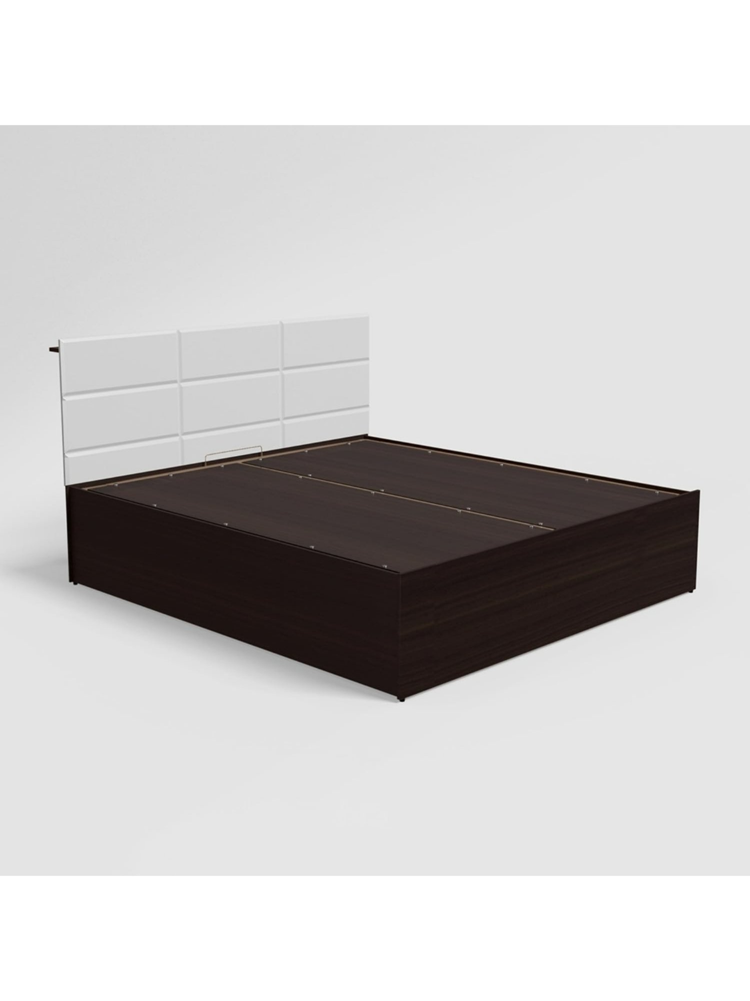 Godrej Interio Chocolate Morf White Engineered Wood Queen Bed with Motorized Storage