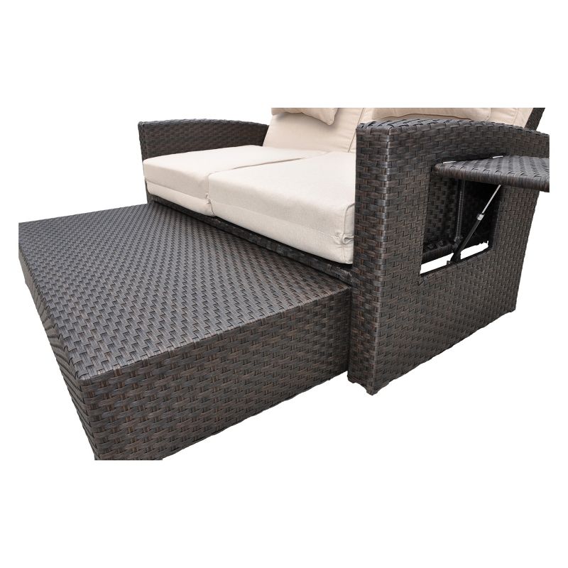 Miranda Outdoor Loveseat To Daybed Combo with Cushions - Taupe - Courtyard Casual