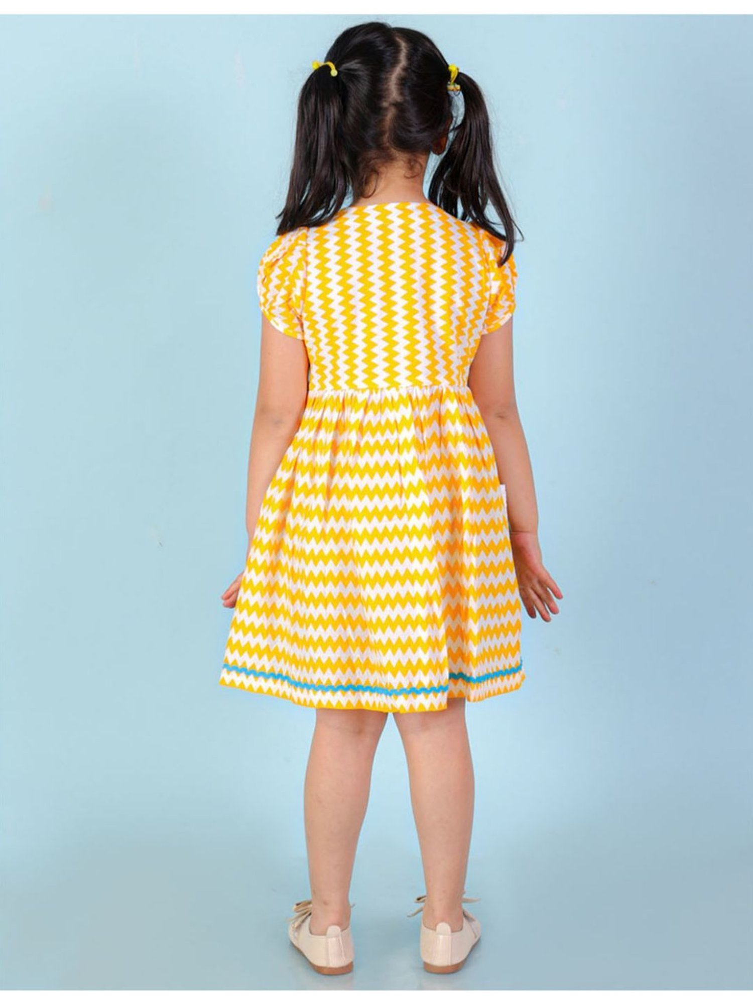 Lil Drama Kids Yellow & White Striped Dress