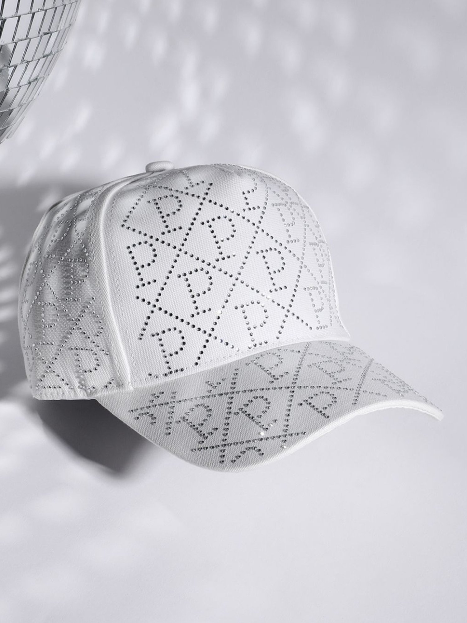 HauteSauce White Studded Alphabet Baseball Cap